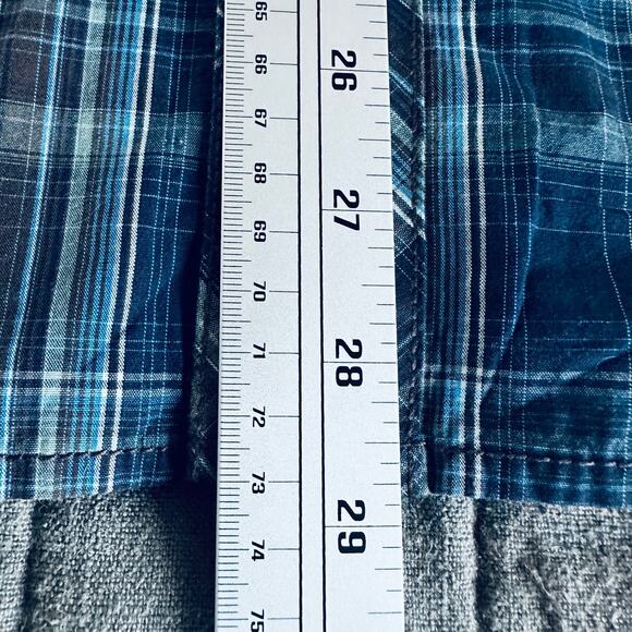 wrangler retro western plaid shirt mens large l blue pearl snap cowboy rodeo - Picture 6 of 9